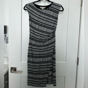 LOFT Black and White Midi Dress